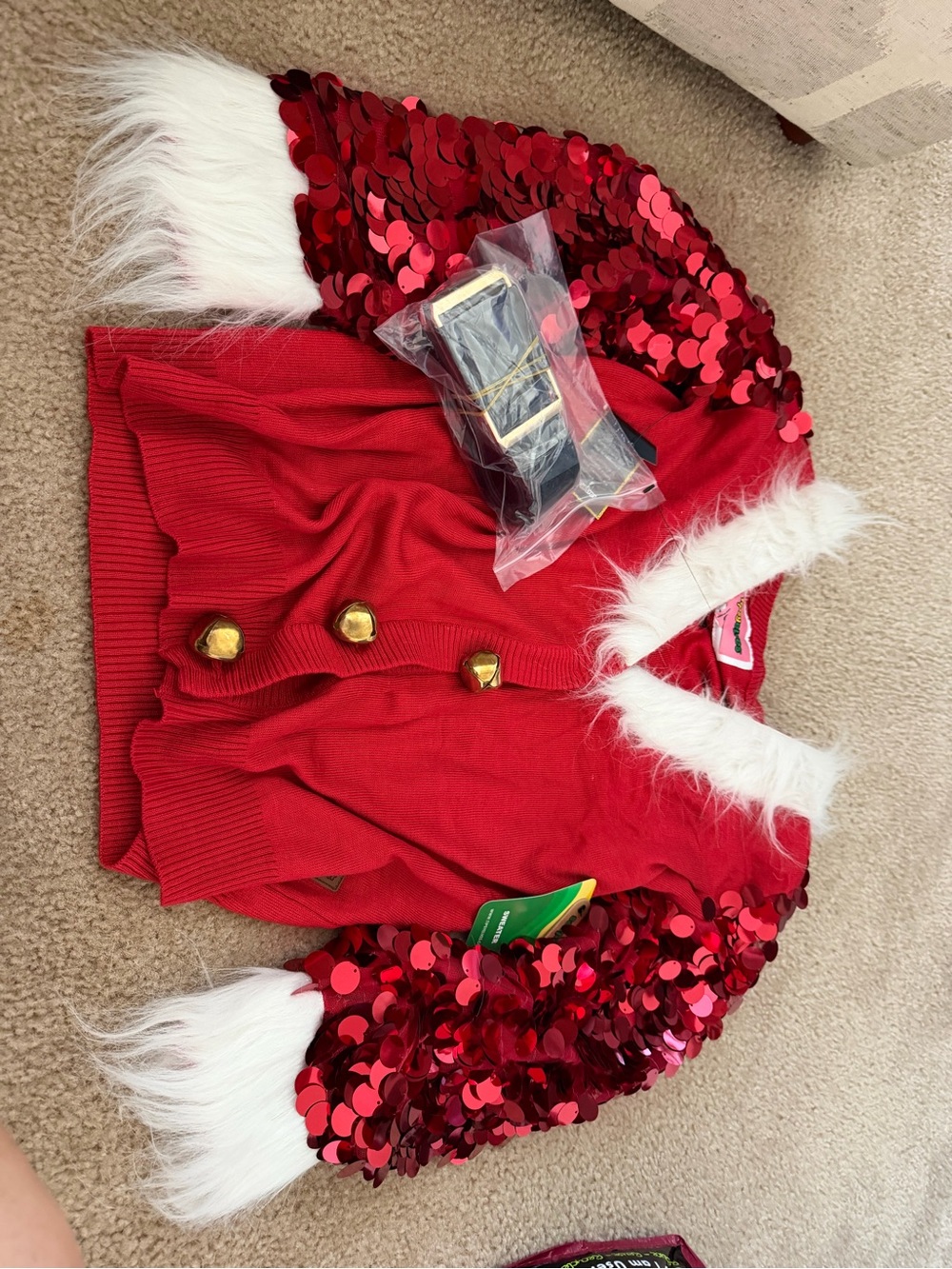 Tipsy Elves Red Sequin Holiday Cardigan